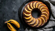 Bake banana cake on black background. Generative AI