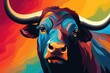 colorful bull animal portrait illustration