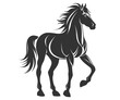 Black silhouette line horse on white background. Vector graphic. Logo animal, icon.