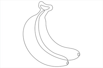 Wall Mural - Vector illustration of banana continuous one line art drawing concept