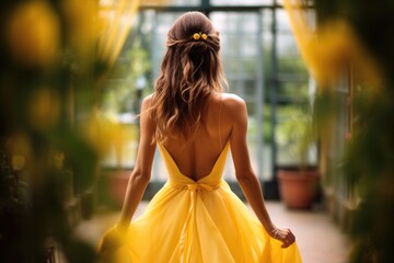 Sticker - beautiful bride in yellow wedding dress