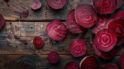 Wall Mural - A bunch of red onions neatly arranged on a wooden table, creating a rustic and organic display