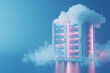 Server room in the clouds. 3d rendering. Cloud computing concept.