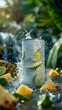 Can with water lemonade and pineapple, lemon and lime,