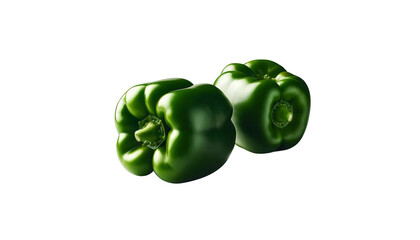 Two green peppers are on a white background, transparent background