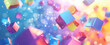 Abstract 3d rendering of chaotic colorful cubes floating in the air. Background with flying cubes.
