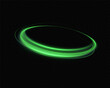 Green neon ring. Glowing circle. Glow effect. Round light frame. abstract light lines of movement and speed. Abstract light lines of movement and speed. light green ellipse.