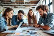 Group of young business people and designers.They working on new project.Startup concept, Generative AI