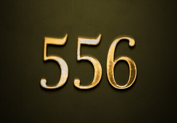 Old gold effect of 556 number with 3D glossy style Mockup.