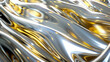 Golden and silver metal background. Silver and gold background with wavy lines.