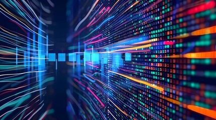 Wall Mural - data sorting. big data analytics stream. information classification. digital wallpaper, ai generativ