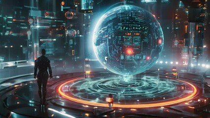 Poster - A captivating Video portraying a futuristic science fiction scene with advanced technology and a captivating exploration of the vastness of space, A futuristic vision of banking