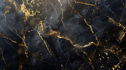 Wall Mural - Luxury black and gold marble background. Generative AI.