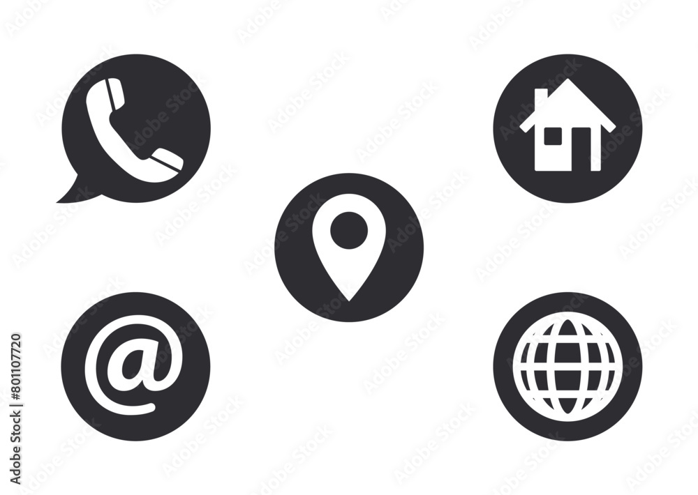 simple classic contact us icons phone web address location email icon ...