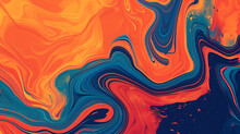 Bright Retro Psychedelic Background With Orange And Blue Abstract Poster Banner Header Design With A Grainy Gradient.
