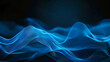 Gradient wave of abstract blue colours on a black background, hazy lights on a noise-filled, dark background, and copy space