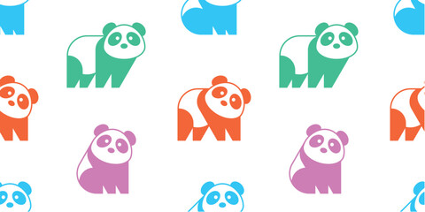 Poster - Seamless pattern with Pandas. isolated on white background