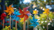 Colorful pinwheels spinning in the breeze, adding a playful touch to the festive atmosphere. Cinco de Mayo