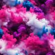 © Tetiana - Seamless pattern with texture of pink, blue, white smoke, fog, smog on a black background