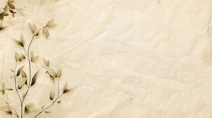 Sticker - soft pastel color beige background parchment with a thin barely noticeable floral ornament marble background. Generative AI.