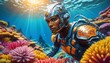 © Nandu Katangaza - A humanoid with a coral-reef texture, purifying ocean waters and reviving marine life around