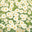 © pawimon - Topview Field of white daisy flowers ,Chibi style