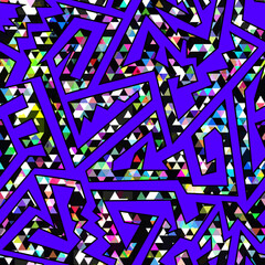 Canvas Print - Abstract blue geometric seamless pattern