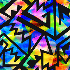 Canvas Print - Grunge tribal geometric. Seamless pattern