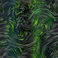 Poster - Toxic green color wavy. Seamless pattern
