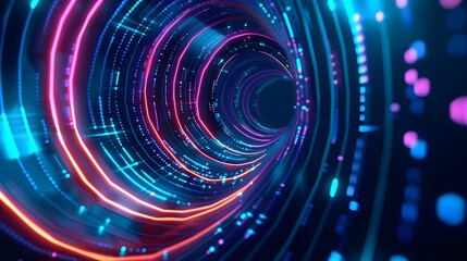 Wall Mural - tunnel data for concept design. information technology. global network connection. network cyber tec