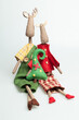 Christmas cozy hygge decor. Scandinavian textile toy elk on white background