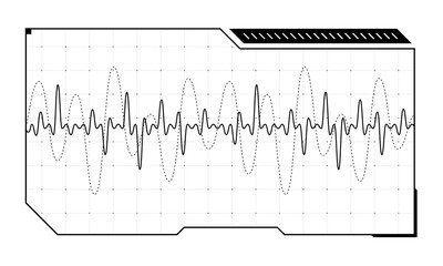 Leinwandbilder - HUD digital futuristic user interface audio equalizer frame. Sci Fi high tech music sound wave screen. GUI and FUI cyber radio monitoring dashboard panel. Head up display UI infographic design element