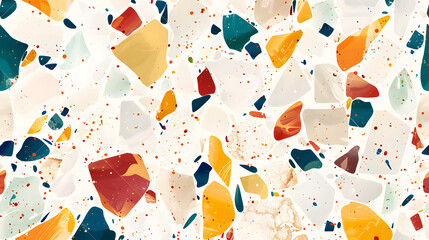 Terrazo stone tile texture, terazzo cement surface or terazo marble floor vector colorful background. Generative AI.