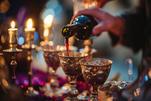 Filling Ritual Wine Cup In The Sabbath