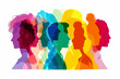 © Inspiration - Group of silhouette heads in different colorful colors as a team.