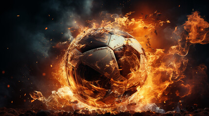  football on fire apply and kick also 3d render