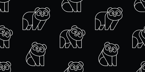 Poster - Seamless pattern with Pandas. isolated on white background