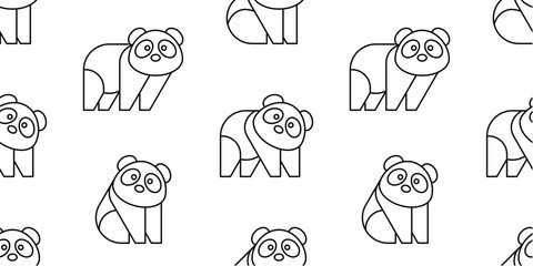 Poster - Seamless pattern with Pandas. isolated on white background