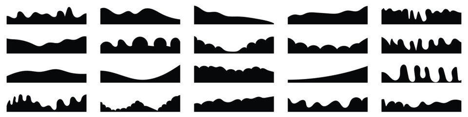 Wall Mural - divider shape for website set. abstract design elements for top and bottom web page. wave shape, cur