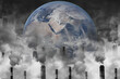 Earth with Air pollution crisis toxic sulfur smoke from coal power plant industrial carbon emit concept. Elements of this image furnished by NASA
