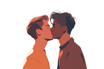 Wall Mural - two gay men kissing isolated vector style