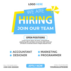 Wall Mural -  Hiring recruitment open job vacancy design vector social media post banner template or web banner layout