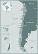 Chile - detailed map with administrative divisions country. Vector illustration