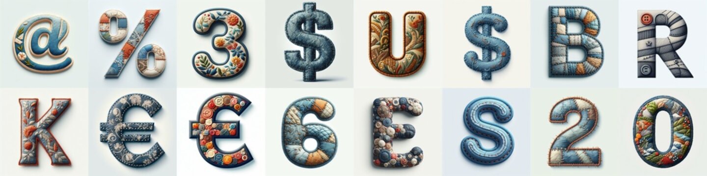 Fabric patches lettering. AI generated illustration