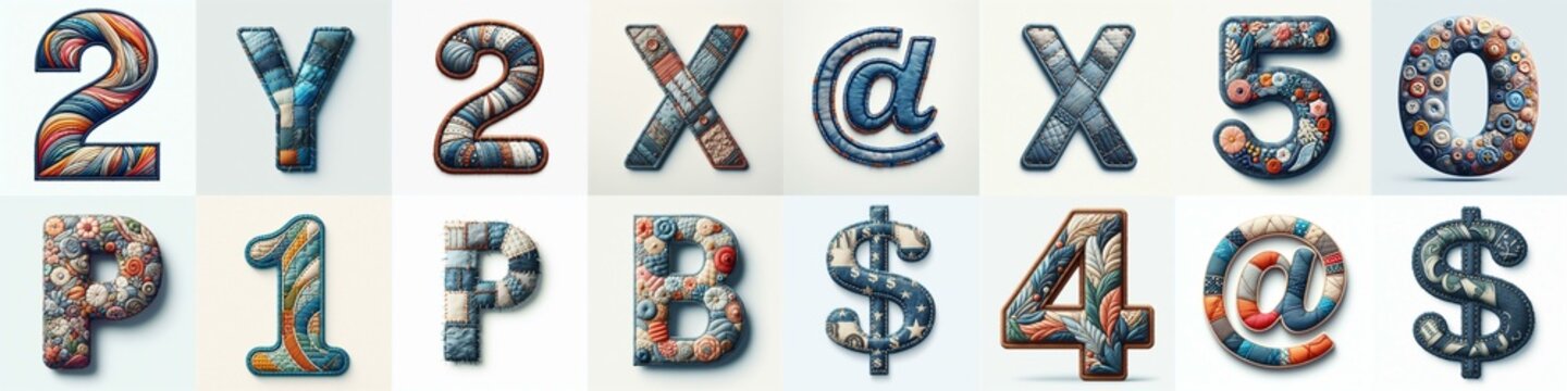 Fabric patches lettering. AI generated illustration