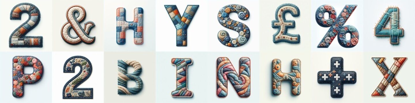 Fabric patches lettering. AI generated illustration