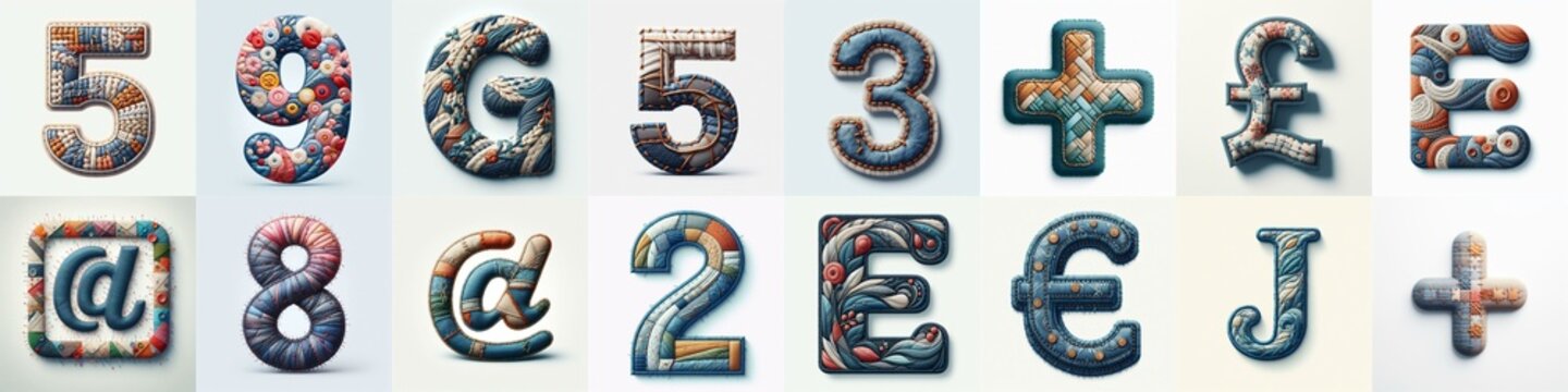 Fabric patches lettering. AI generated illustration
