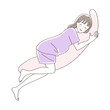 Illustration of a pregnant woman sleeping in the Sims position.

