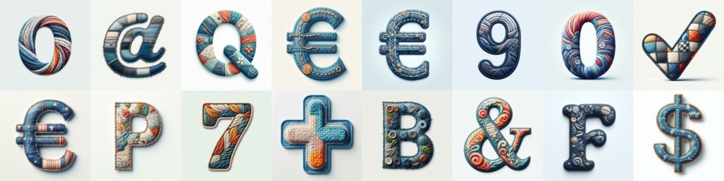 Fabric patches lettering. AI generated illustration