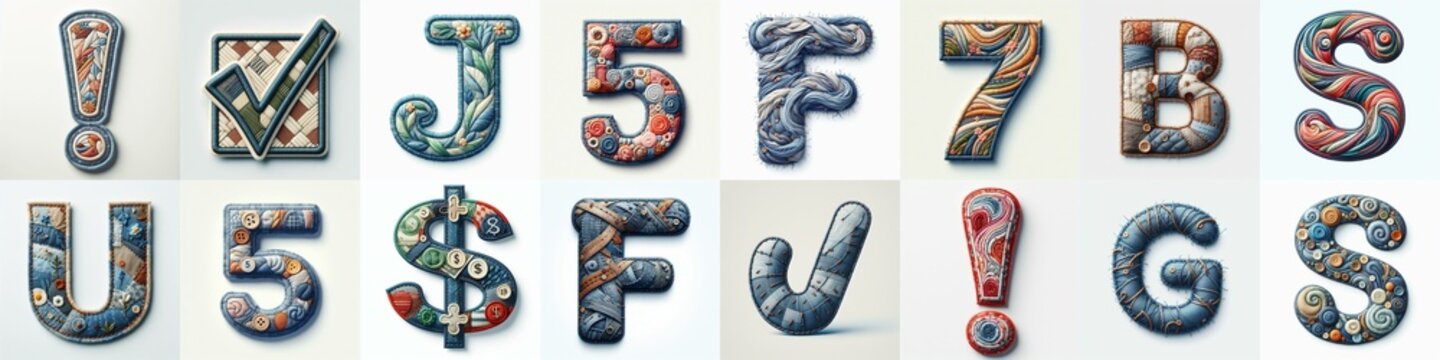 Fabric patches lettering. AI generated illustration